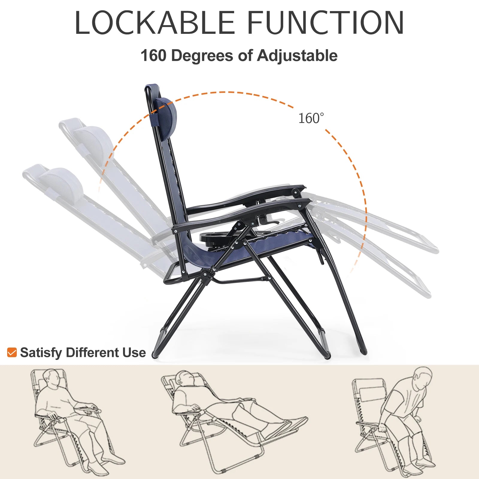 Portable Zero Gravity Recliner Chairs Set of 2 Outdoor