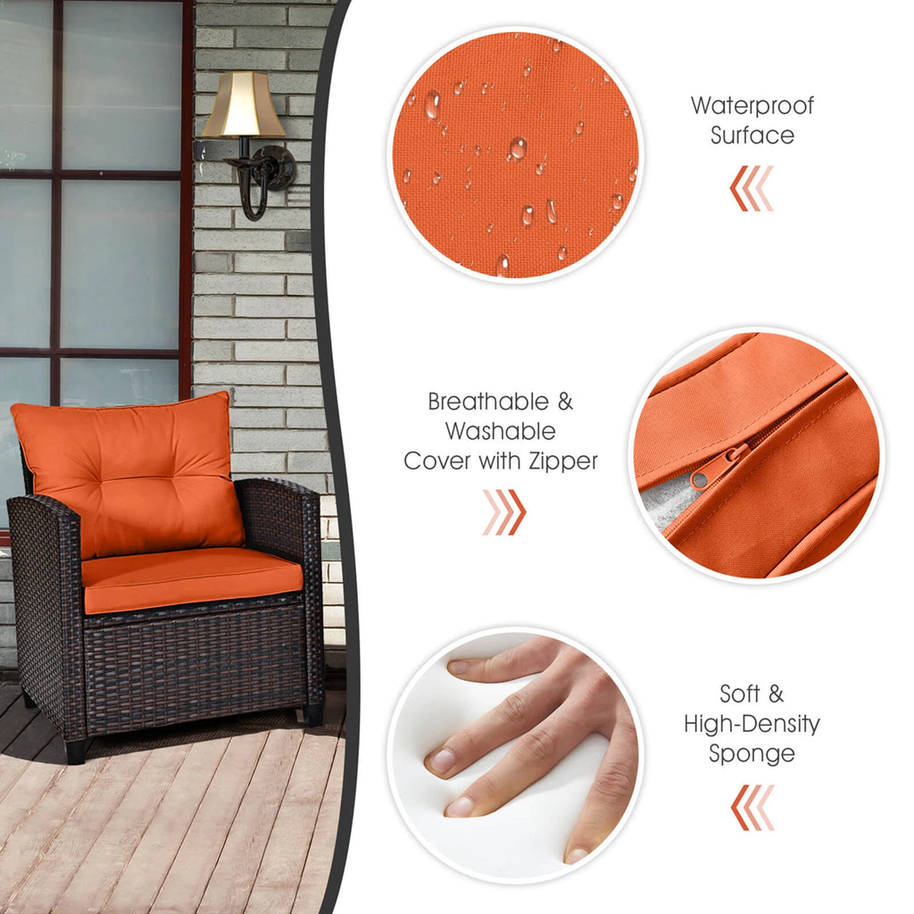 3 PCS Patio Rattan Furniture Set