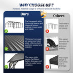 20×20 FT Heavy duty Galvanized Steel Carport