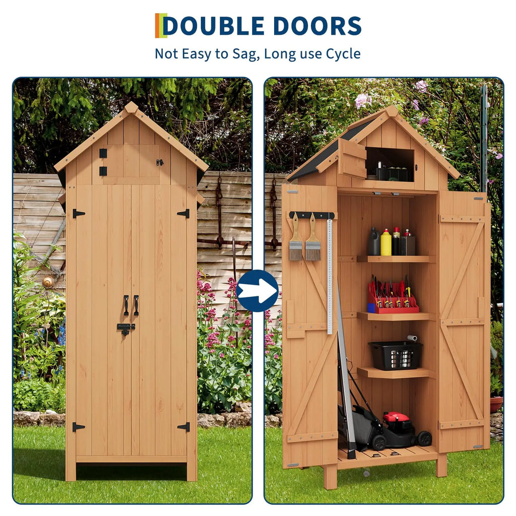 70" Wooden Outdoor Storage Shed