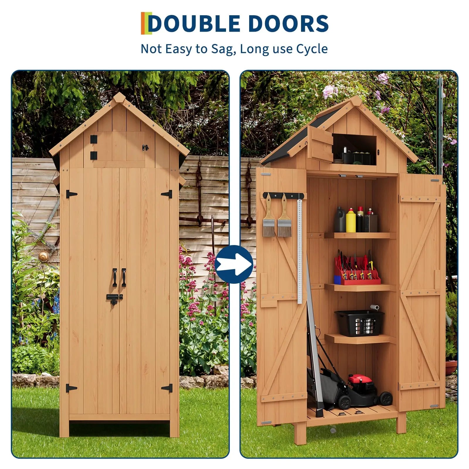 70" Wooden Outdoor Storage Shed