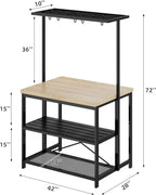 Kitchen Island with Storage, Bakers Rack with Power Outlet,