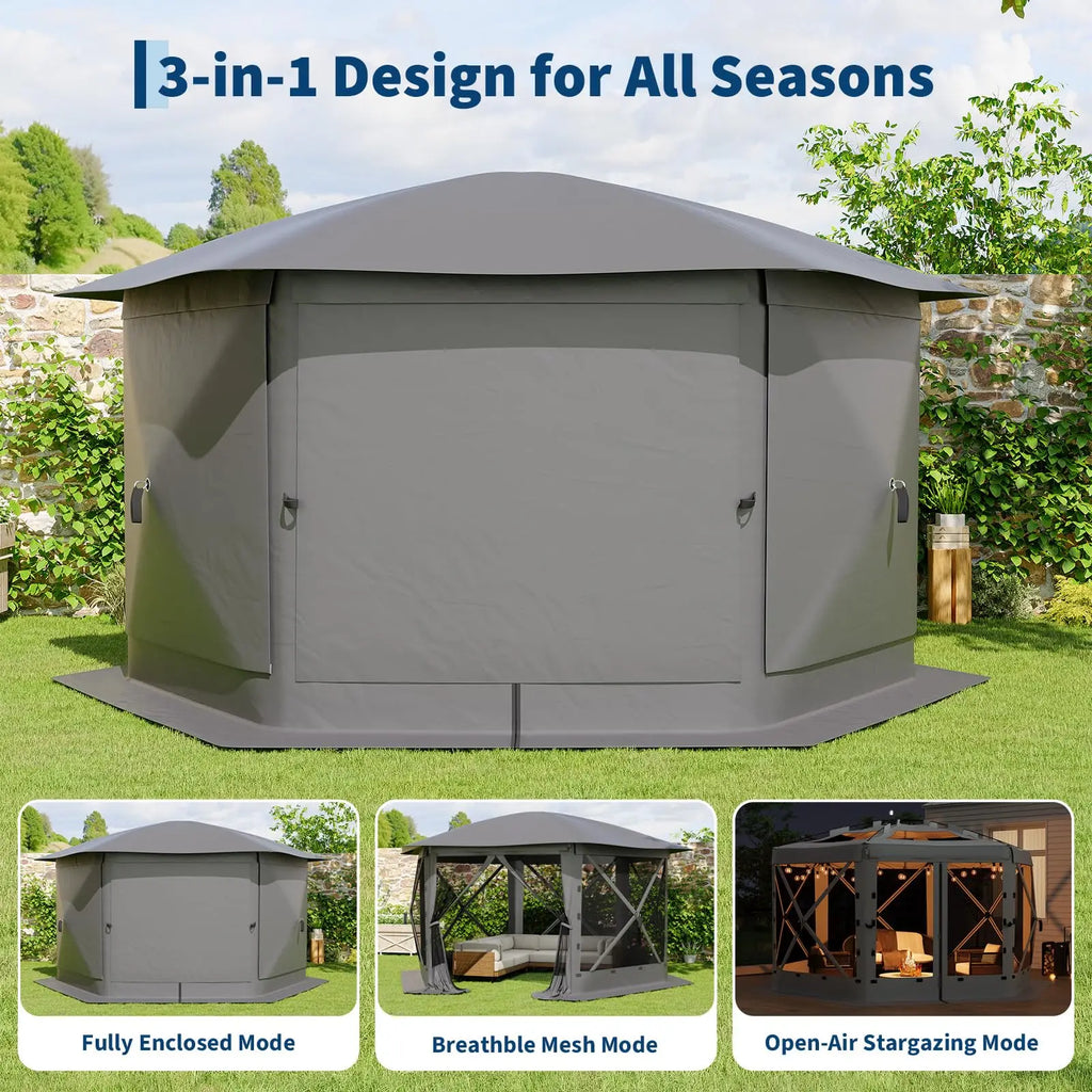 13FT Pop Up Gazebo 6-Sided Outdoor Canopy