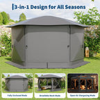 13FT Pop Up Gazebo 6-Sided Outdoor Canopy