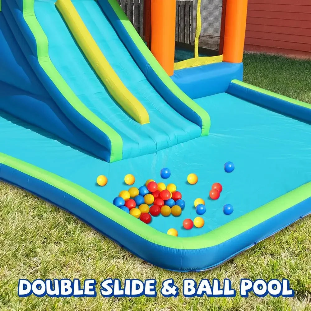 Air Water Slide, 7in1 Inflatable Bounce House with Large Pool