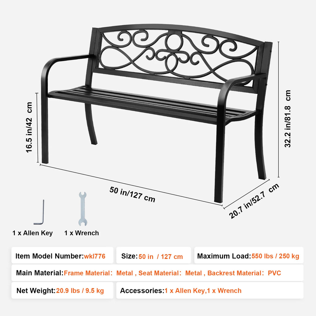 Outdoor Metal Garden Bench