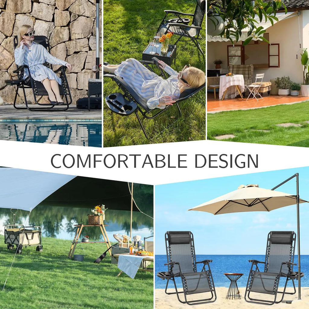 Portable Zero Gravity Recliner Chairs Set of 2 Outdoor