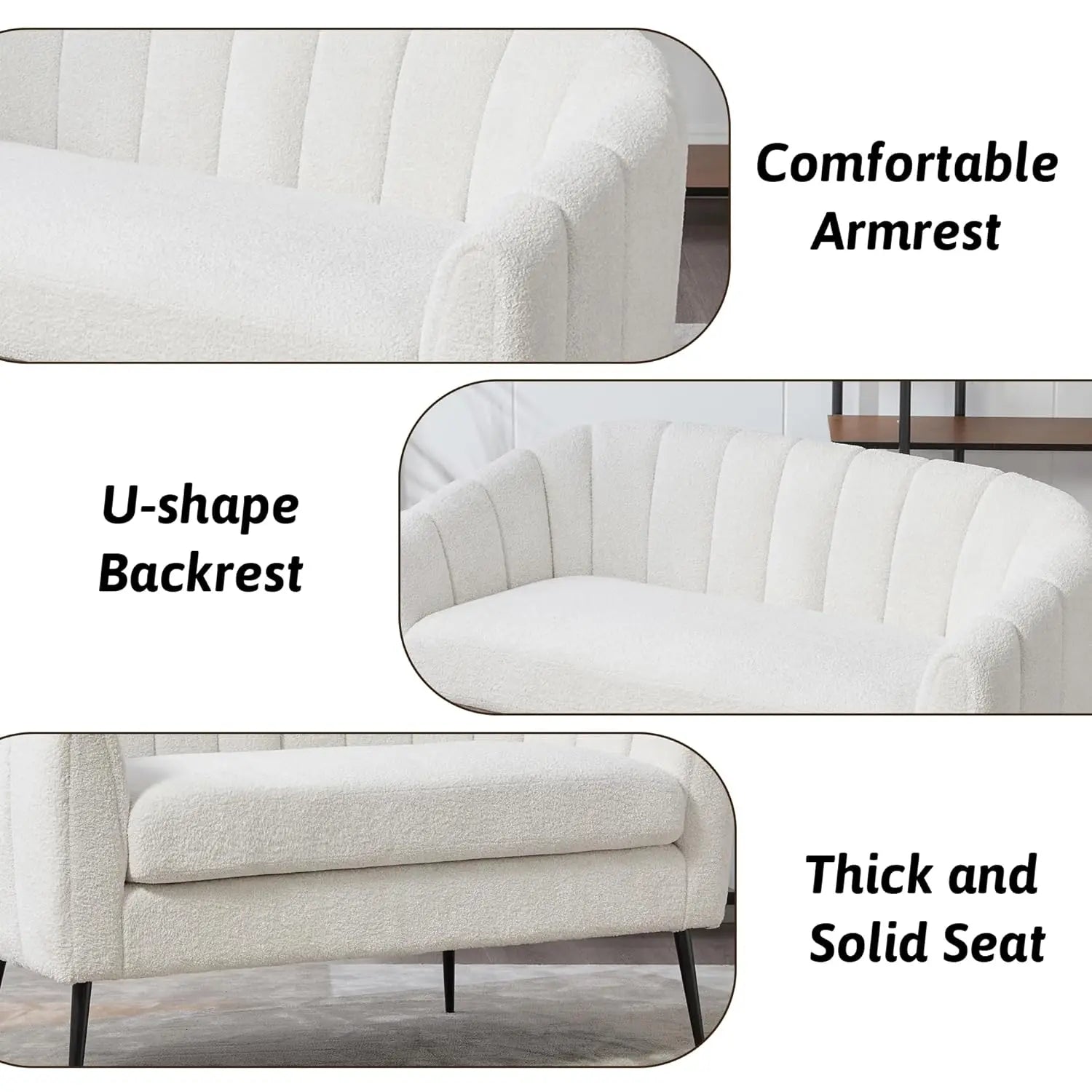 Ivory Chenille Loveseat