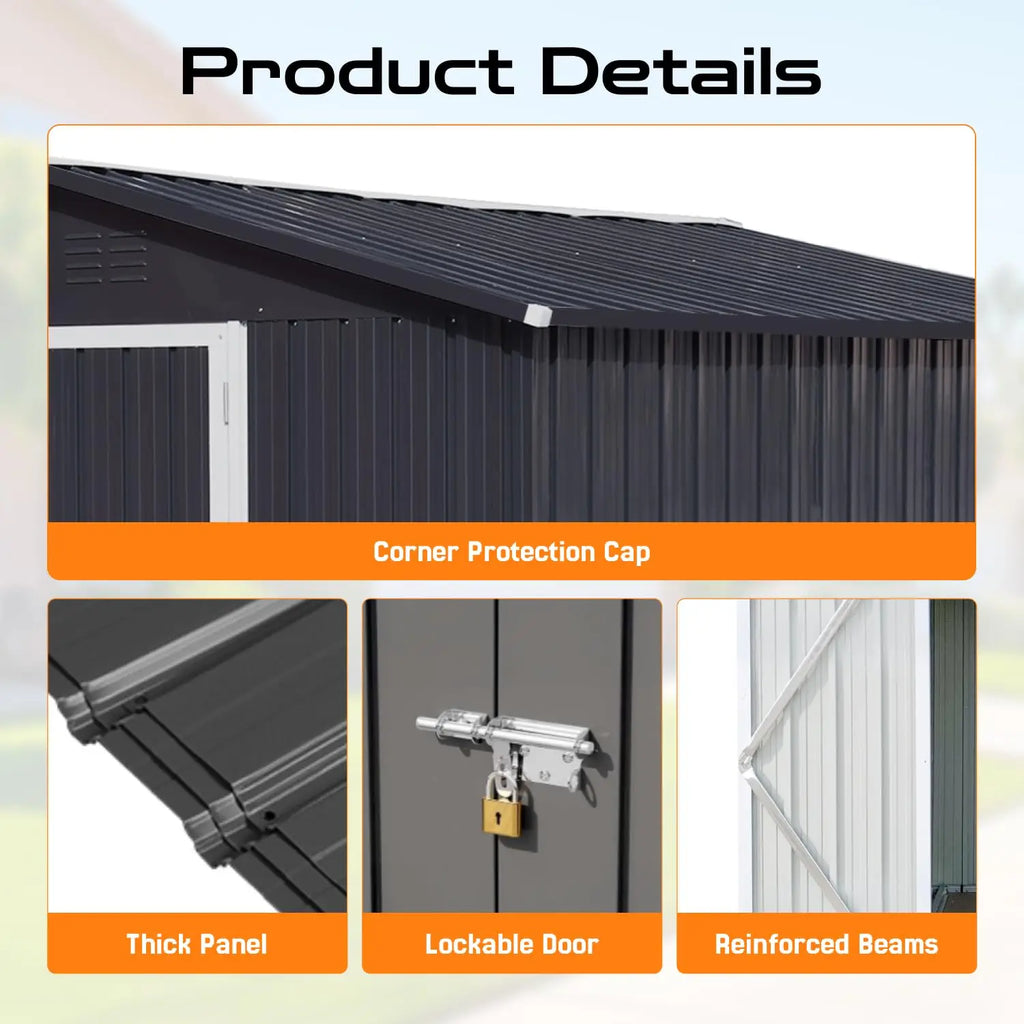 6x4FT Metal Outdoor Storage Shed