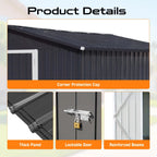 6x4FT Metal Outdoor Storage Shed