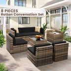 8 Piece Outdoor Wicker Patio Furniture Sectional Set